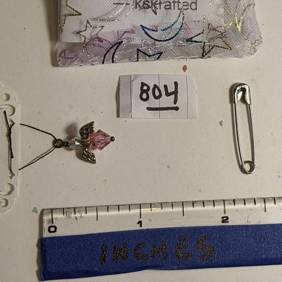 Handcrafted AngelPin in genuine 6mm Rose Swarovski crystal & 4mm crystal AB.New! - Picture 5 of 10